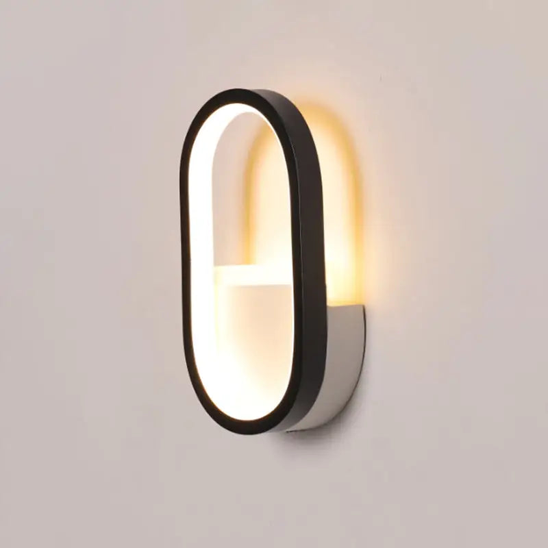 DecorBites™ Mini Aluminum Ellipse LED Wall Lamp in Simplicity White/Black - Warm/White Light