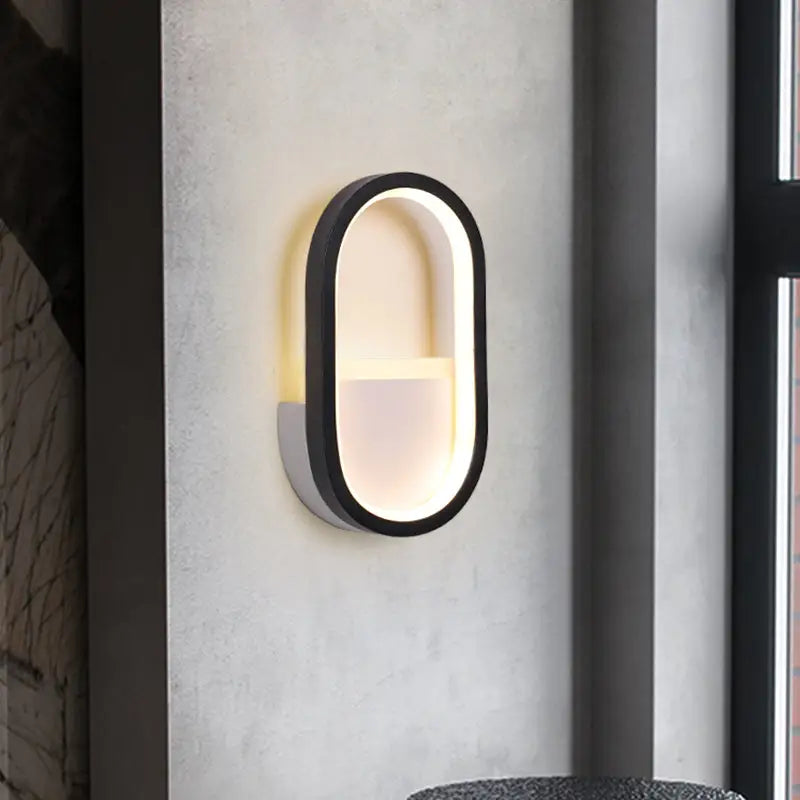 DecorBites™ Mini Aluminum Ellipse LED Wall Lamp in Simplicity White/Black - Warm/White Light