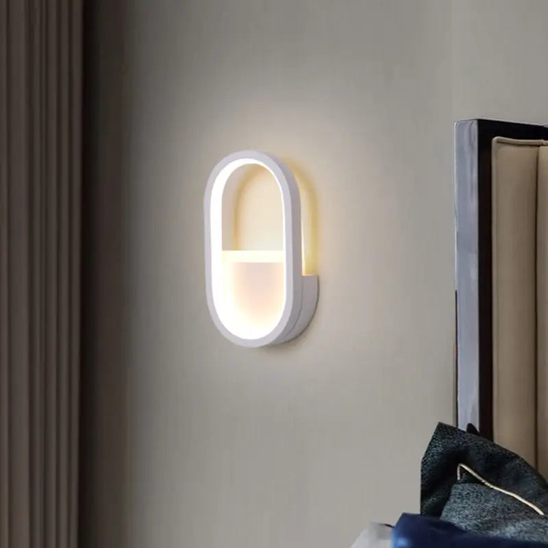 DecorBites™ Mini Aluminum Ellipse LED Wall Lamp in Simplicity White/Black - Warm/White Light