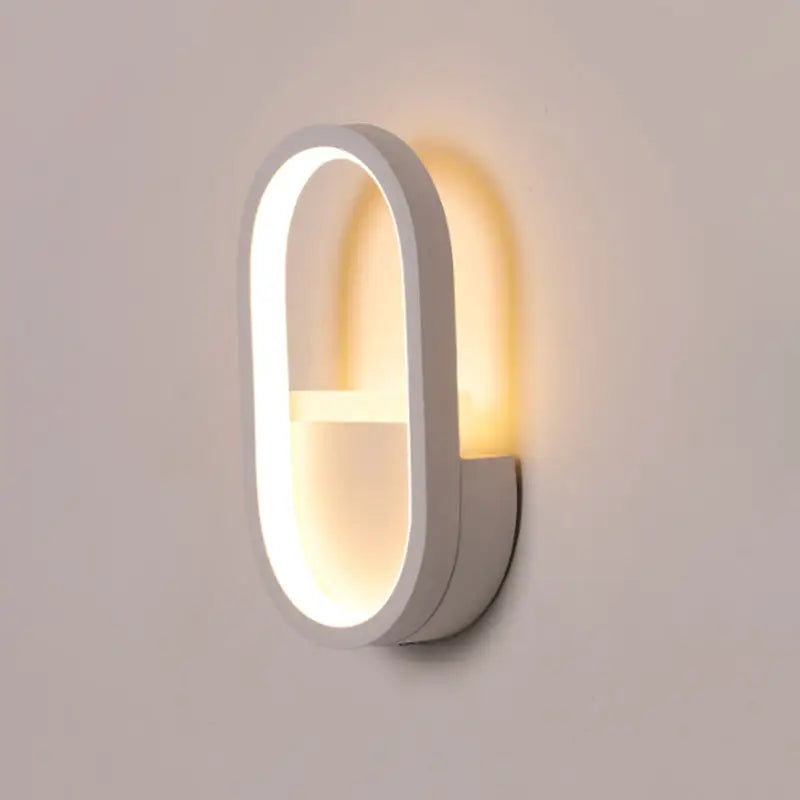 DecorBites™ Mini Aluminum Ellipse LED Wall Lamp in Simplicity White/Black - Warm/White Light