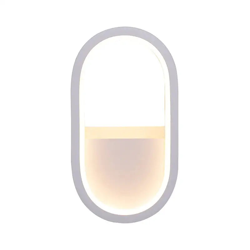 DecorBites™ Mini Aluminum Ellipse LED Wall Lamp in Simplicity White/Black - Warm/White Light