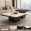 Modern white & black luxury rock square coffee table living room