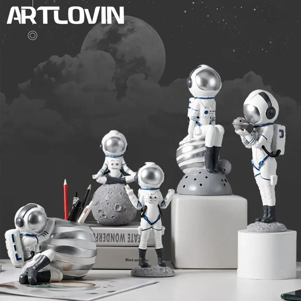 DecorBites™ Astronaut Resin Figurines: Modern Space Ornaments for Home Decor and Gift