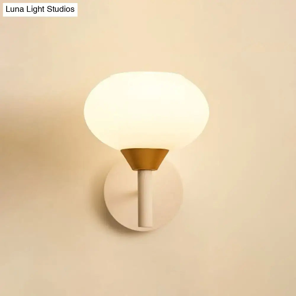 Modern white & brass opal glass wall sconce bedroom light
