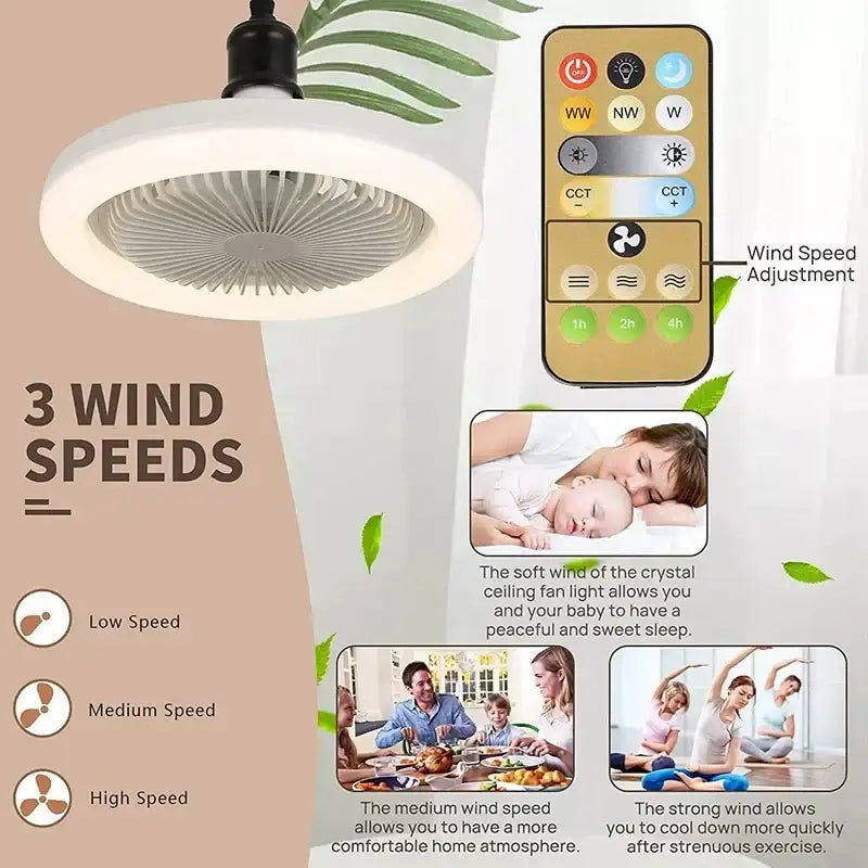 Modern white ceiling fan light with e27 socket for bedroom