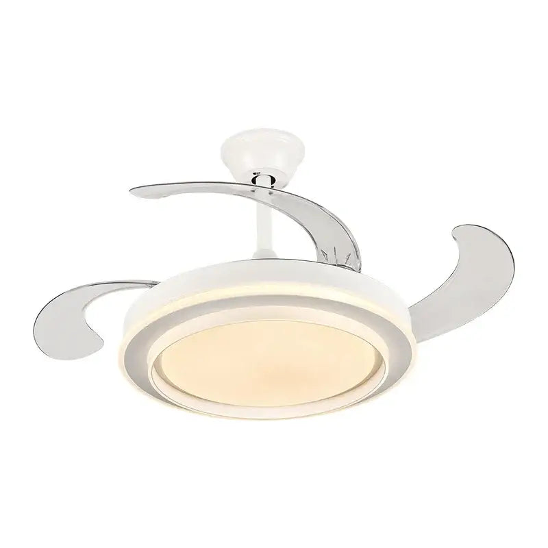 Modern white ceiling fan with led lights bedroom curved blades