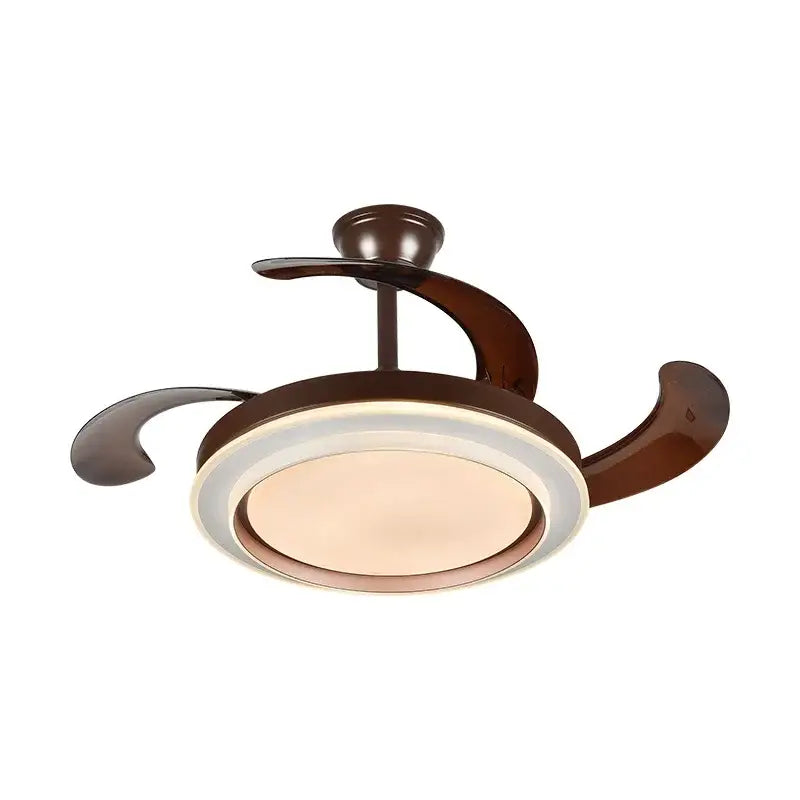 Modern white ceiling fan with led lights bedroom curved blades