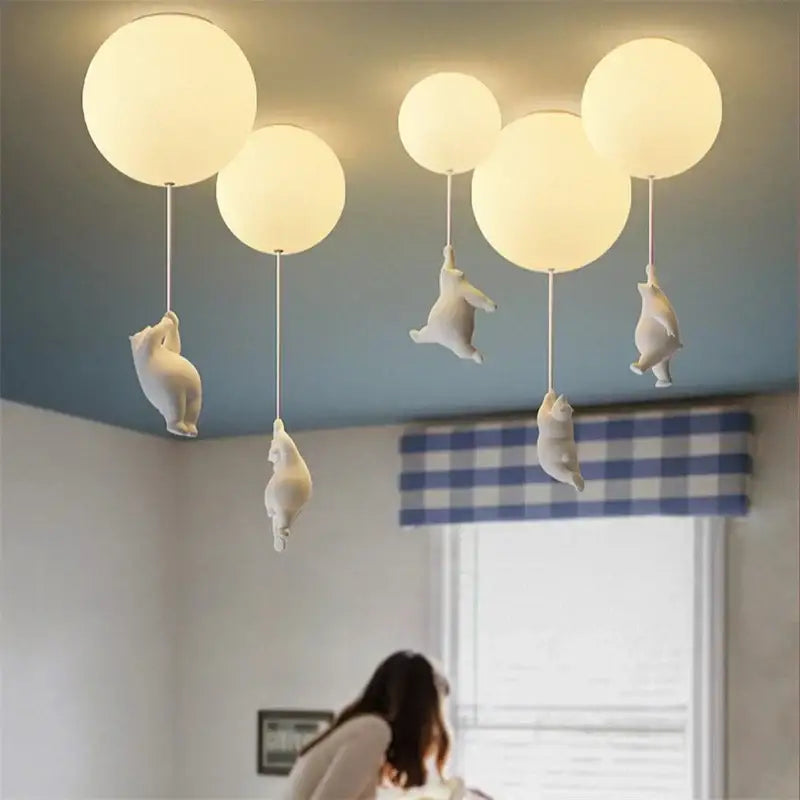 DecorBites™ Bear LED Ceiling Light: Modern Cartoon Warmth for Kids Rooms, Bedroom, Living Room Lighting