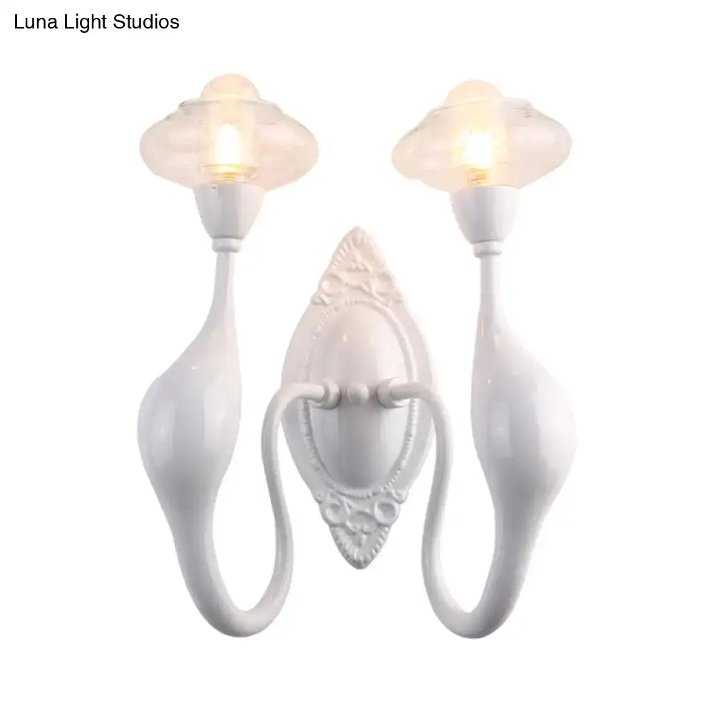 DecorBites™ Modern White LED Wall Sconce Light Fixture - Oval Glass, Dolphin-Shaped Arm