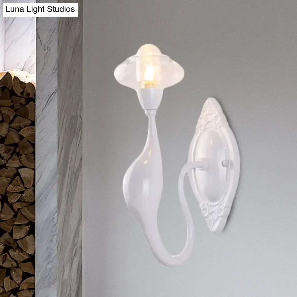 DecorBites™ Modern White LED Wall Sconce Light Fixture - Oval Glass, Dolphin-Shaped Arm