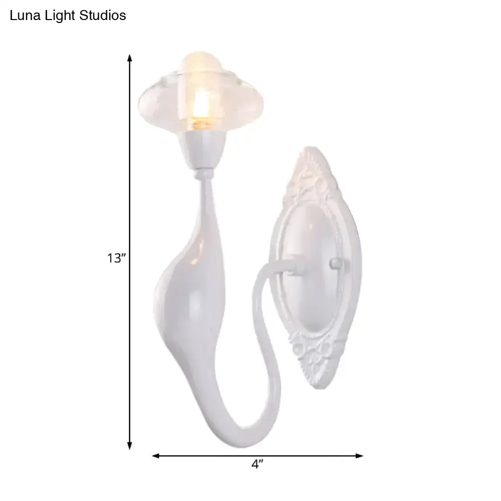 DecorBites™ Modern White LED Wall Sconce Light Fixture - Oval Glass, Dolphin-Shaped Arm