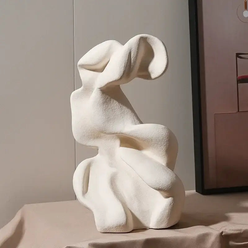Modern white ceramic curl sculpture living room decor
