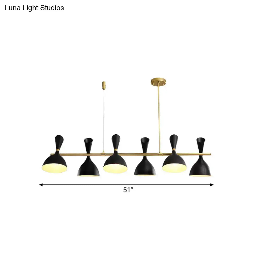 DecorBites™ Nordic Hanging Chandelier - Metal Horn Shade, Black/White - 4/6 Lights for Dining Room or Island Lighting