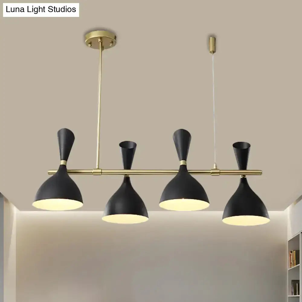 DecorBites™ Nordic Hanging Chandelier - Metal Horn Shade, Black/White - 4/6 Lights for Dining Room or Island Lighting