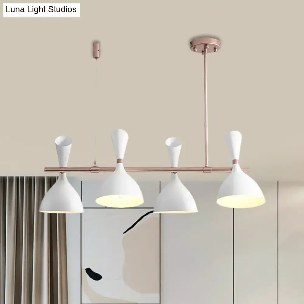 DecorBites™ Nordic Hanging Chandelier - Metal Horn Shade, Black/White - 4/6 Lights for Dining Room or Island Lighting