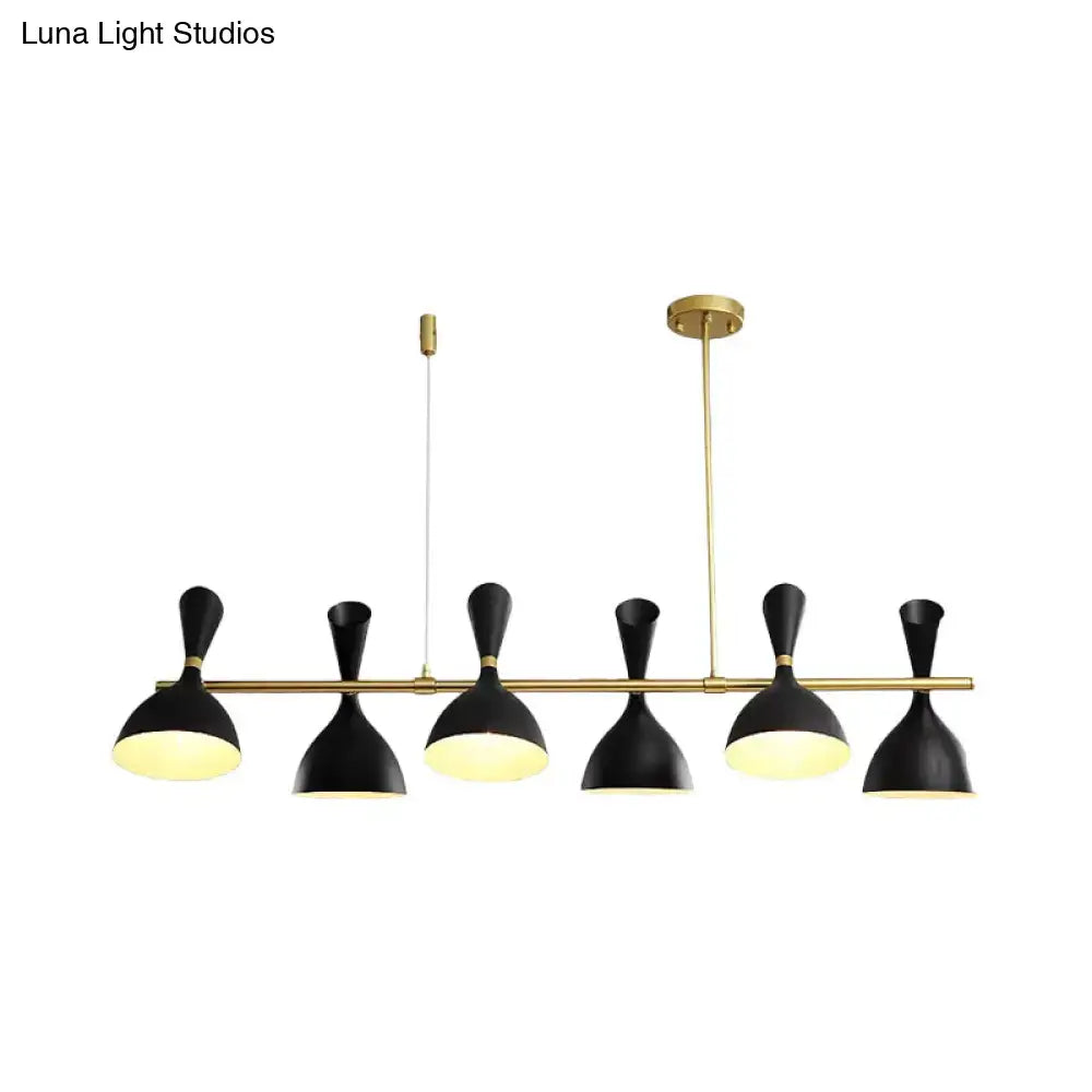 DecorBites™ Nordic Hanging Chandelier - Metal Horn Shade, Black/White - 4/6 Lights for Dining Room or Island Lighting