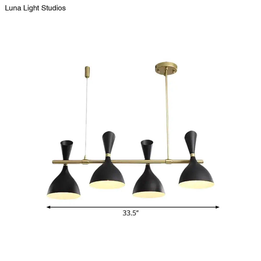 DecorBites™ Nordic Hanging Chandelier - Metal Horn Shade, Black/White - 4/6 Lights for Dining Room or Island Lighting