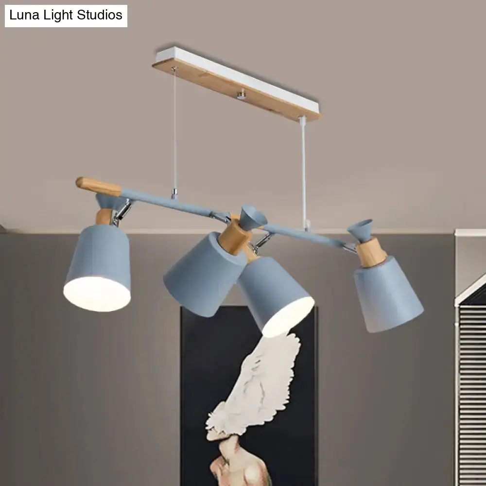 DecorBites™ Nordic Island Light with Tapered Shade - Green/Grey/White - 4 Lights - Kitchen Dining Room Hanging Lamp