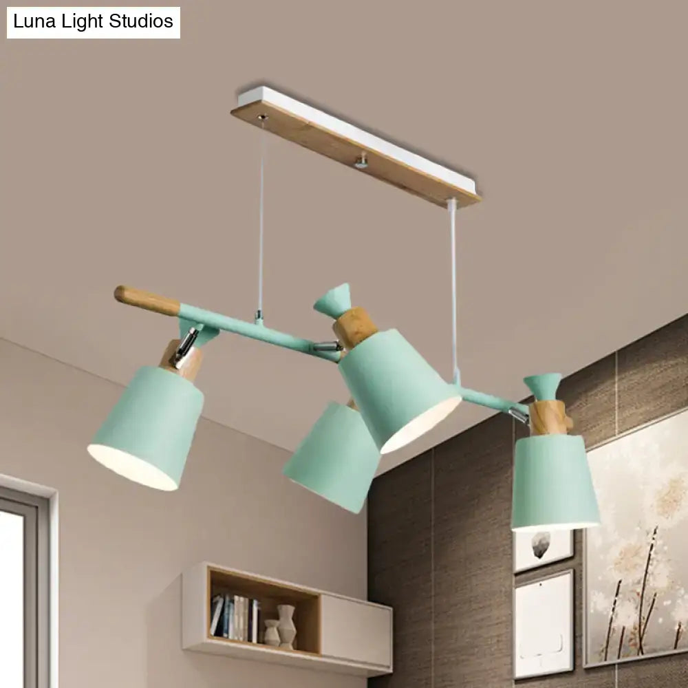 DecorBites™ Nordic Island Light with Tapered Shade - Green/Grey/White - 4 Lights - Kitchen Dining Room Hanging Lamp