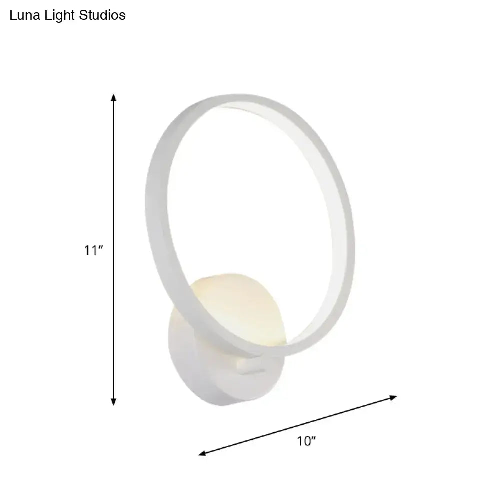DecorBites™ Minimalist White LED Circle Sconce Light Fixture with Acrylic Wall Mount - Warm/White Light for Corridor, 8"/10" Width