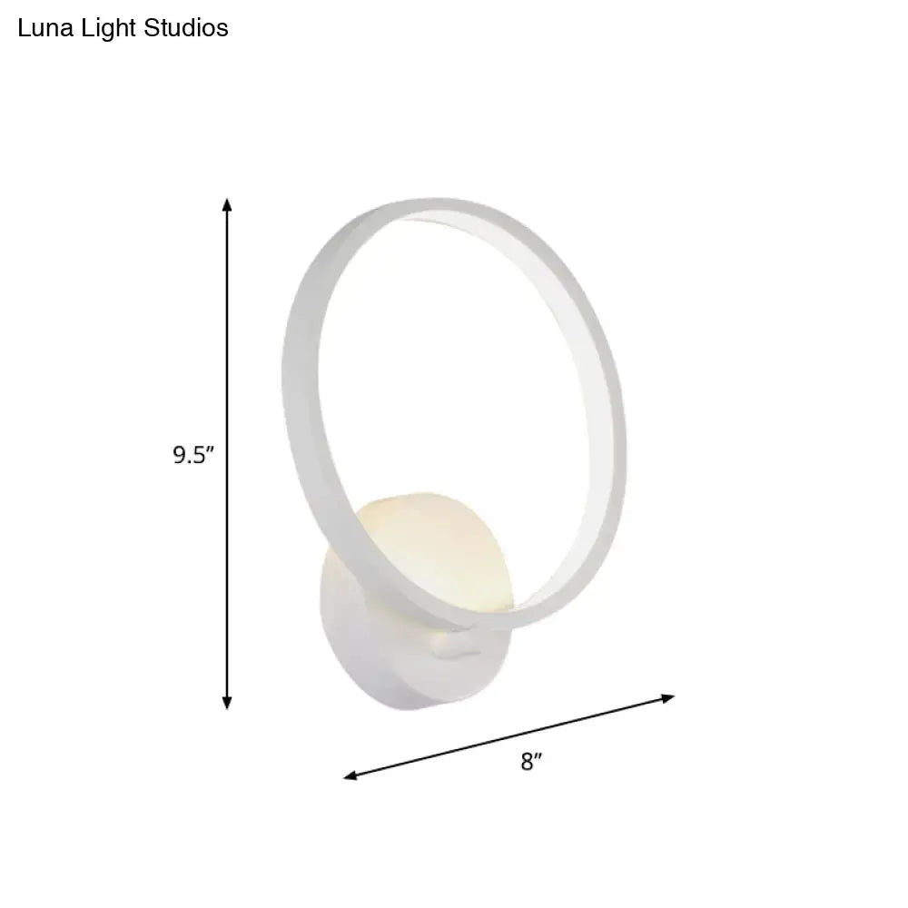 DecorBites™ Minimalist White LED Circle Sconce Light Fixture with Acrylic Wall Mount - Warm/White Light for Corridor, 8"/10" Width