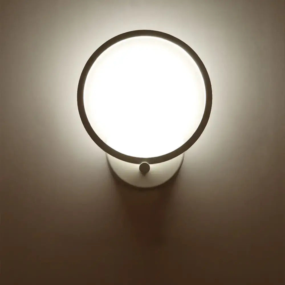 DecorBites™ Minimalist White LED Circle Sconce Light Fixture with Acrylic Wall Mount - Warm/White Light for Corridor, 8"/10" Width