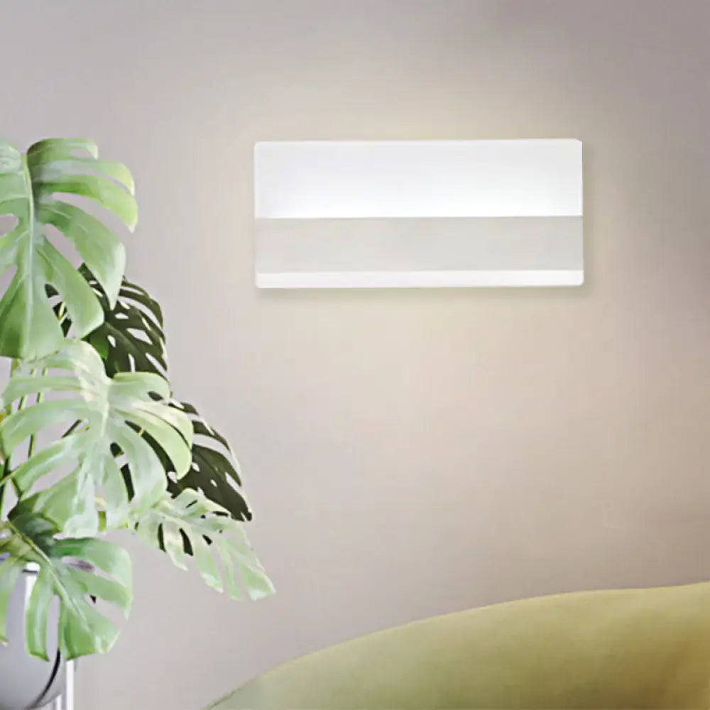 Modern white cuboid design wall sconce bedroom warm light