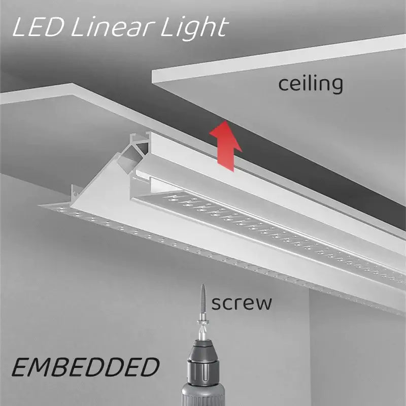 Modern white curved led aluminum profile living room recessed light