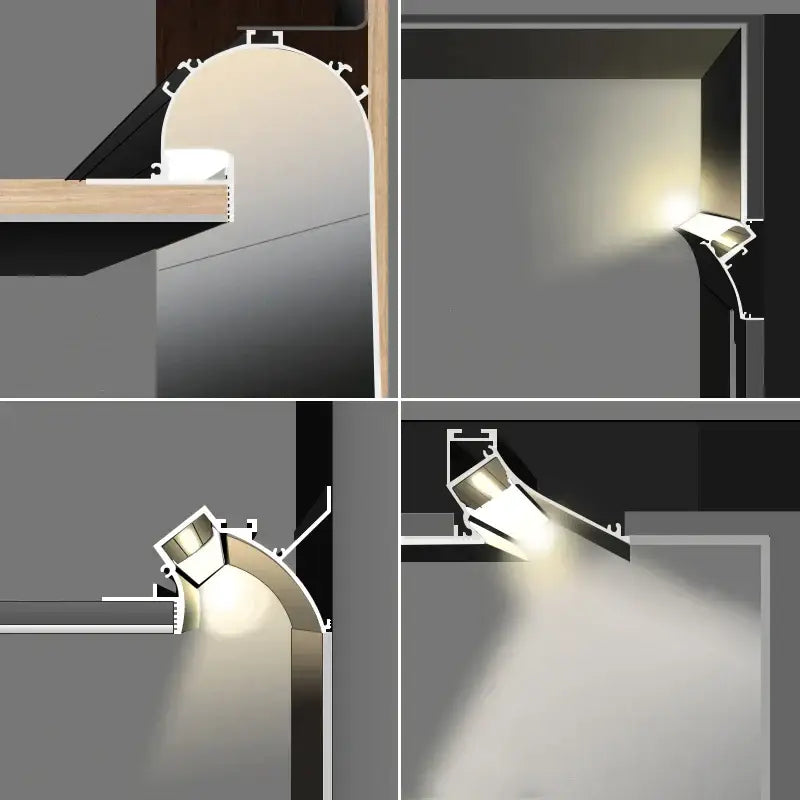 Modern white curved led aluminum profile living room recessed light