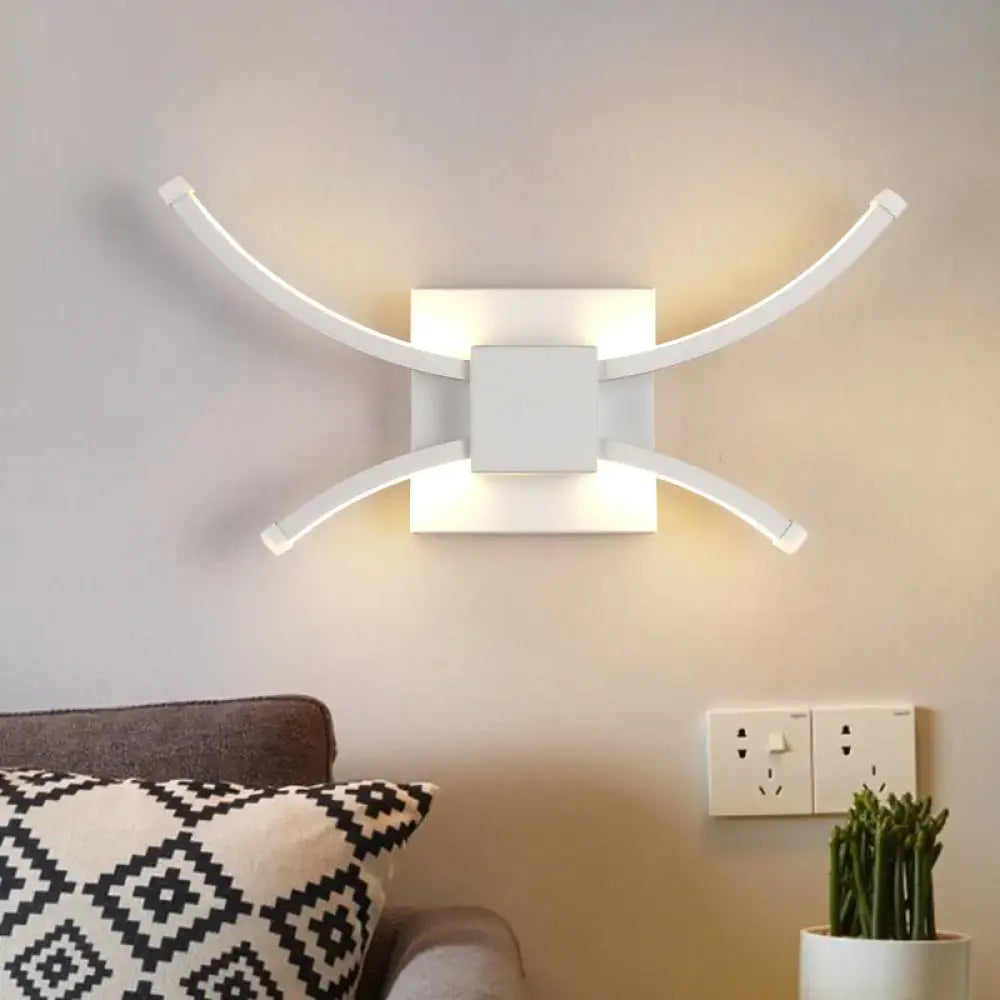 Modern white curved led wall light bedroom 110v-120v sconce