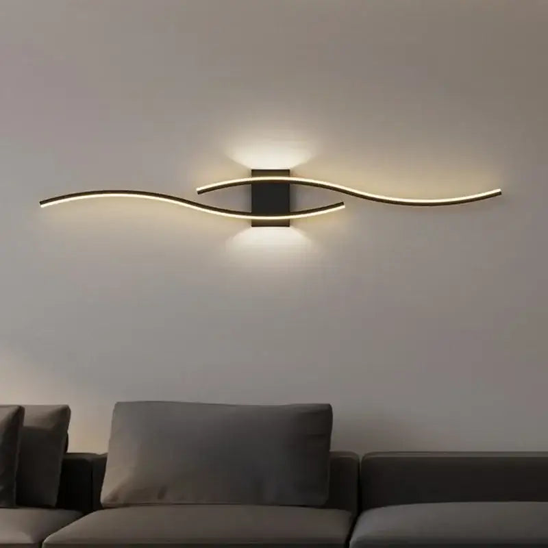 Modern white curved led wall light strip living room sconce