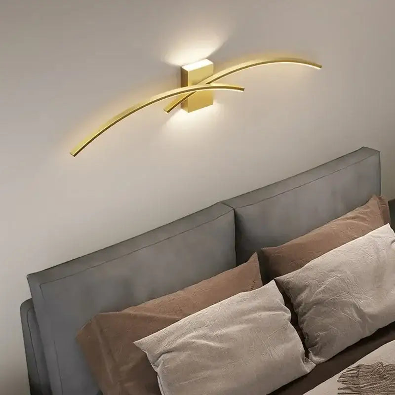 Modern white curved led wall light strip living room sconce