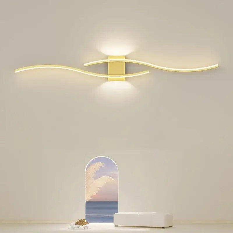 Modern white curved led wall light strip living room sconce