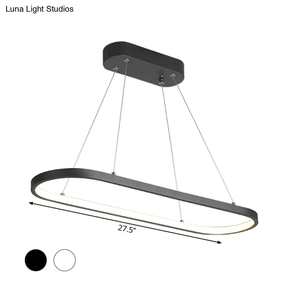 DecorBites™ Modern LED Restaurant Ceiling Fixture with Ellipse Metal Shade in Black/White, Warm/White Light