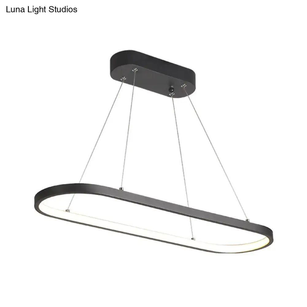 DecorBites™ Modern LED Restaurant Ceiling Fixture with Ellipse Metal Shade in Black/White, Warm/White Light