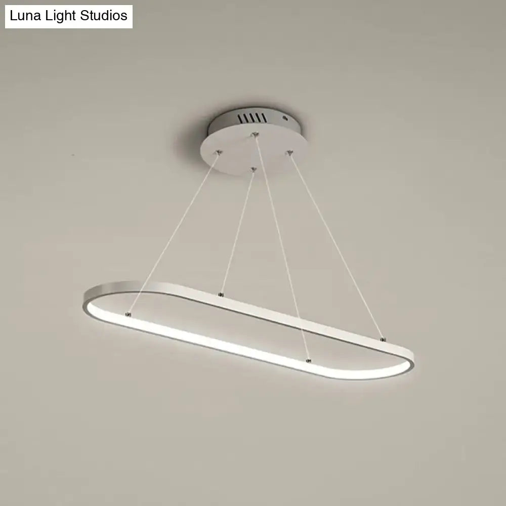 DecorBites™ Modern LED Restaurant Ceiling Fixture with Ellipse Metal Shade in Black/White, Warm/White Light