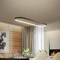 DecorBites™ Modern LED Restaurant Ceiling Fixture with Ellipse Metal Shade in Black/White, Warm/White Light