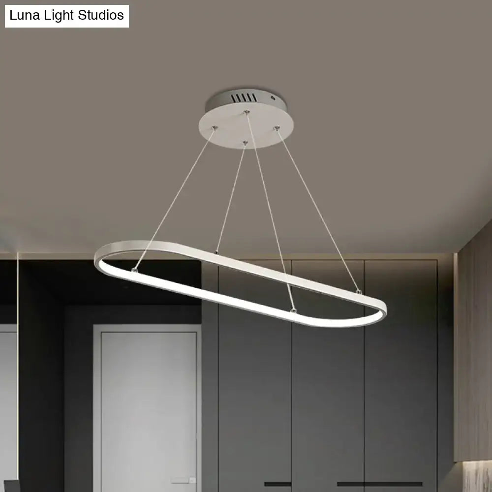 DecorBites™ Modern LED Restaurant Ceiling Fixture with Ellipse Metal Shade in Black/White, Warm/White Light