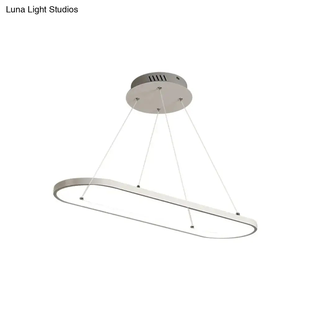 DecorBites™ Modern LED Restaurant Ceiling Fixture with Ellipse Metal Shade in Black/White, Warm/White Light