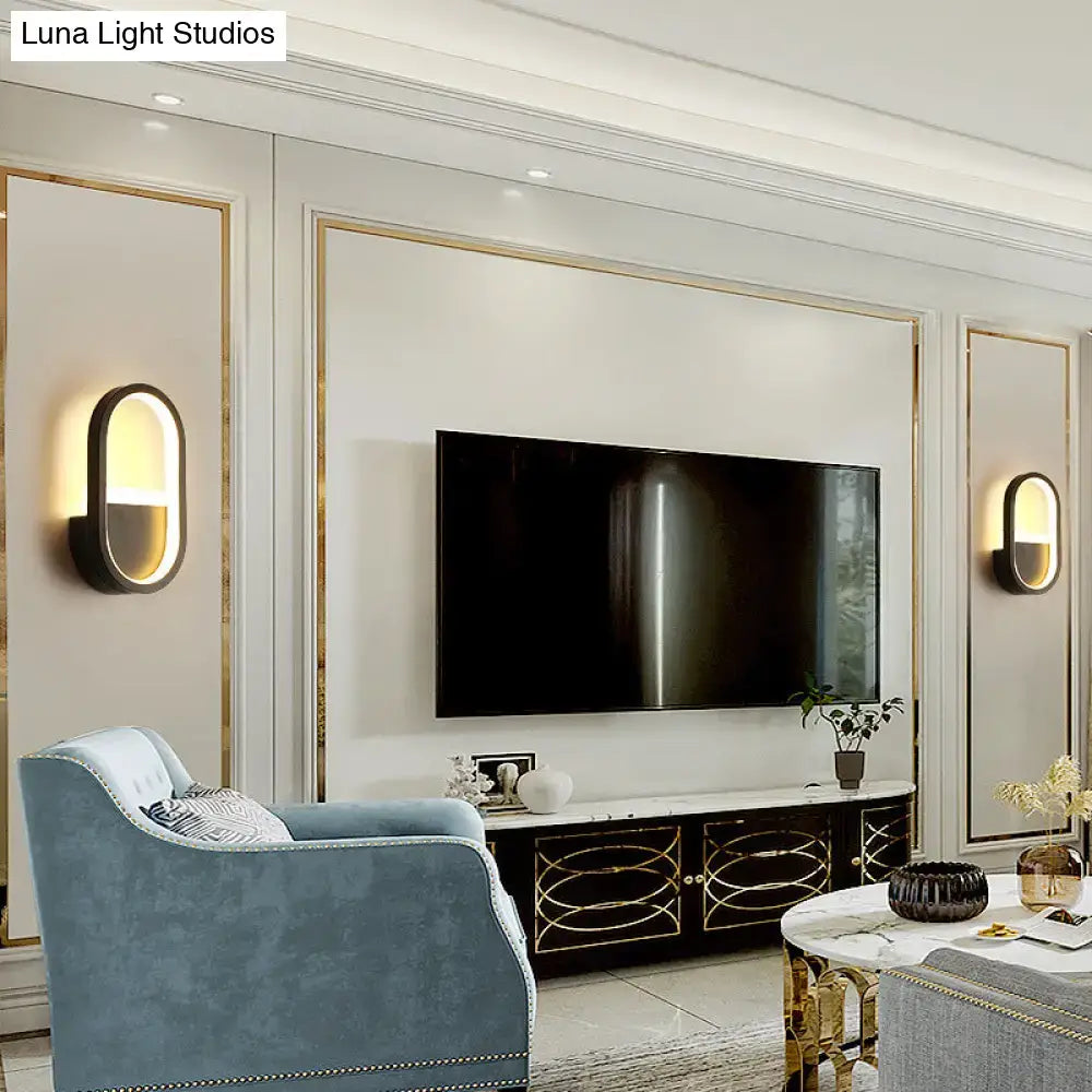 Modern white elliptical led wall lamp bedroom sconce