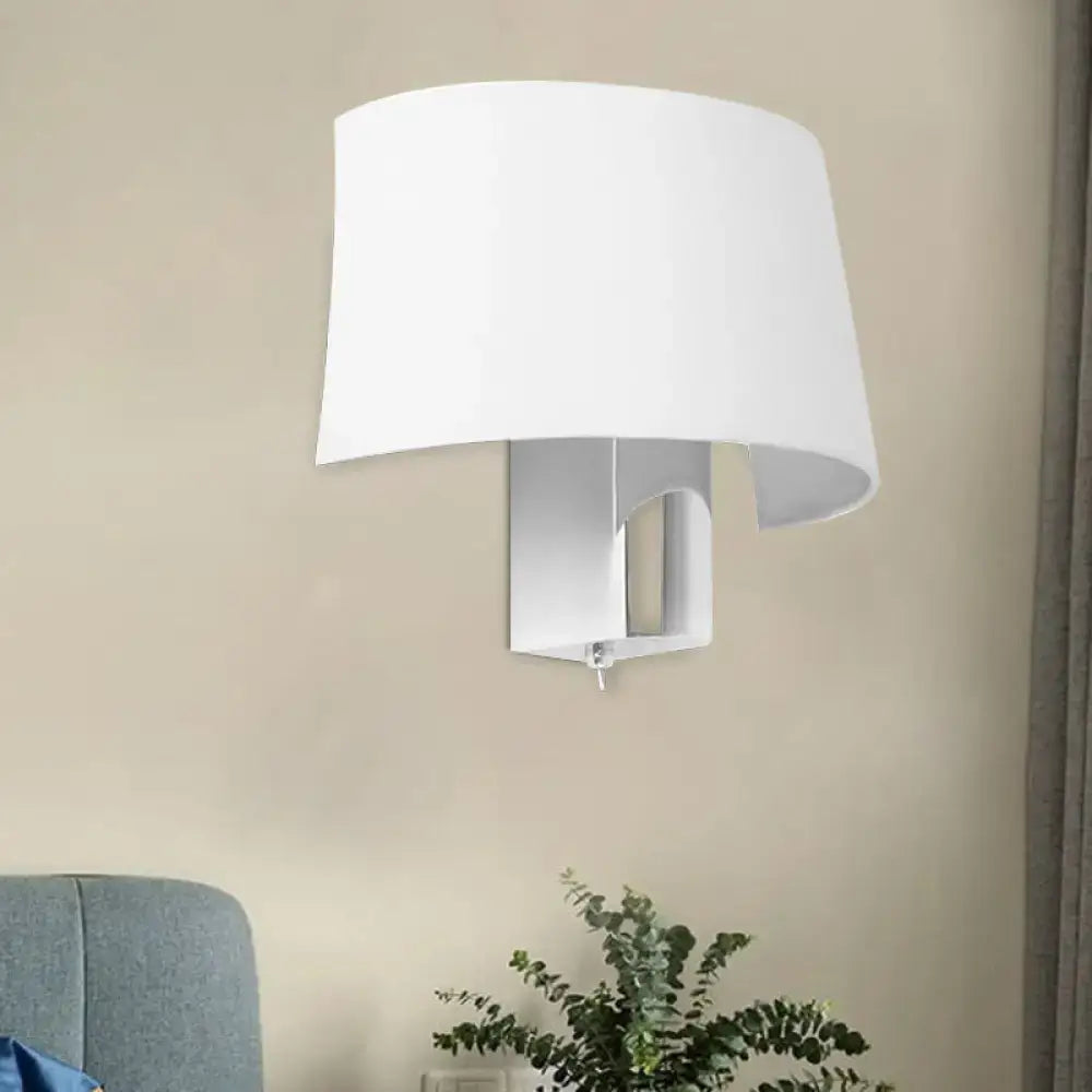 Modern white fabric sconce – bedroom wall lighting idea