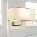 Modern white fabric wall sconce with polished brass for bedroom
