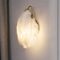 Modern white feather metal wall sconce bedroom lighting