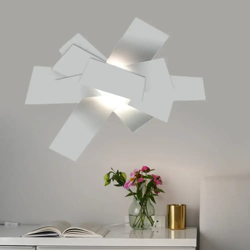 Modern white geometric ceiling light bedroom 110v-120v bulb base