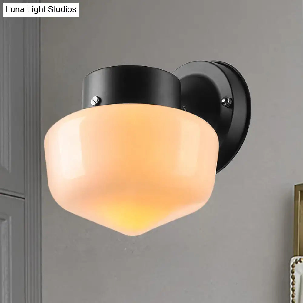 Modern white glass sconce light bedroom black & white mirror