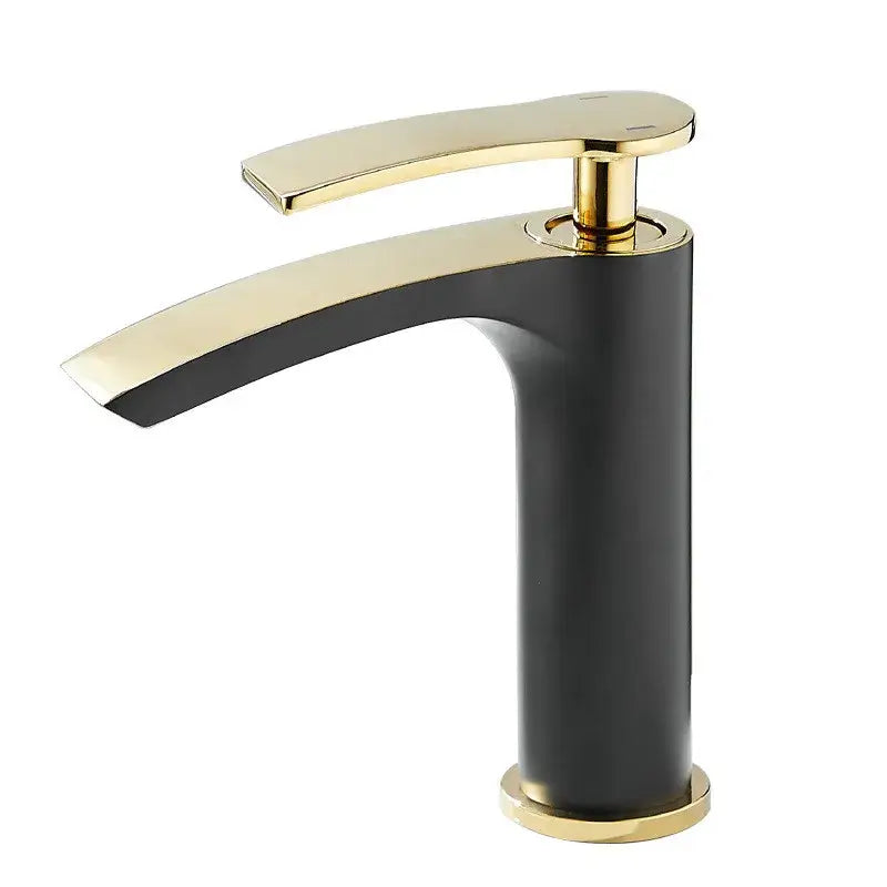 Modern white & gold ceramic brass bathroom basin faucet