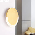 Modern white & gold round acrylic wall sconce bedroom warm white light