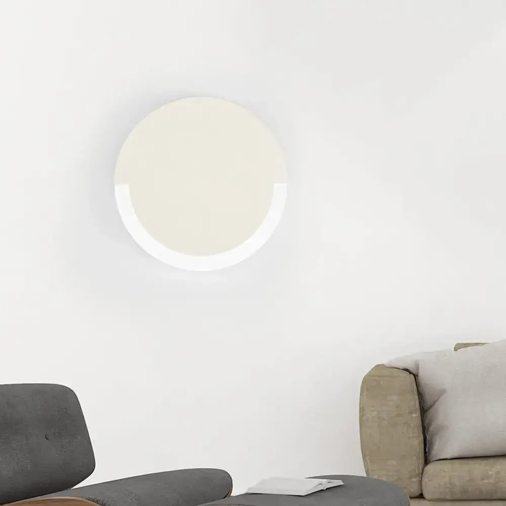 Modern white & gold round acrylic wall sconce bedroom warm white light