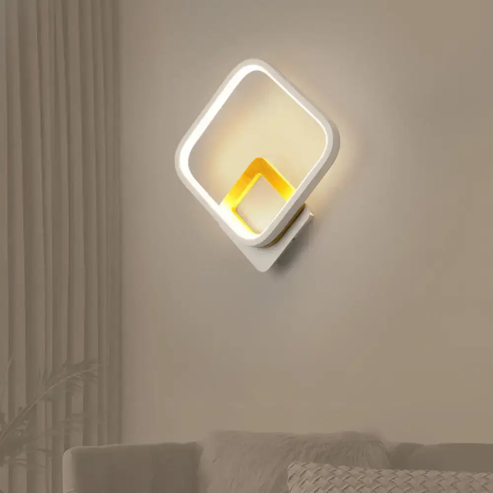Modern white & gold sconce minimalist white bedroom wall light