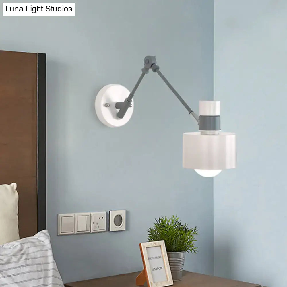 Modern white & grey adjustable wall sconce light bedroom fixture